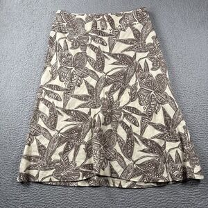 Style And Co Skirt Womens 6 Floral Linen Midi  Neutral Coastal Resort Beach